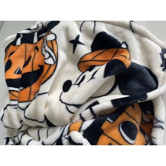 Disney Halloween Mickey Minnie Mouse Pumpkin Throw Blanket 50"x70" Spider Skull - Picture 12 of 13